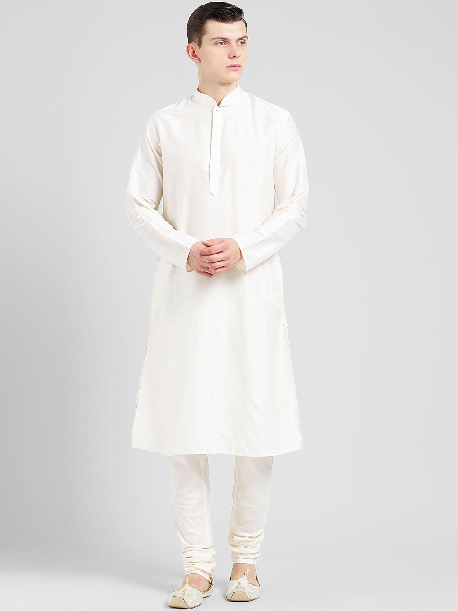 cream solid straight kurta