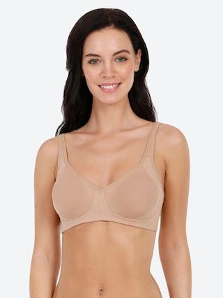 cream solid women regular fit bra