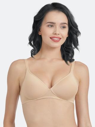 cream solid women regular fit bra