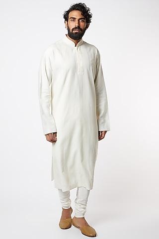 cream textured kurta set