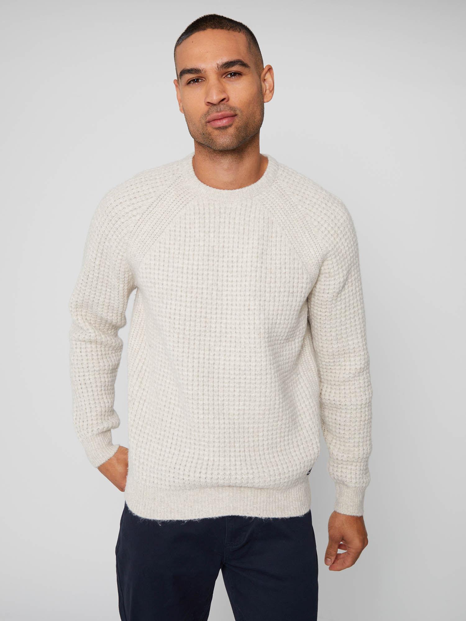 cream waffle knit raglan crew neck jumper