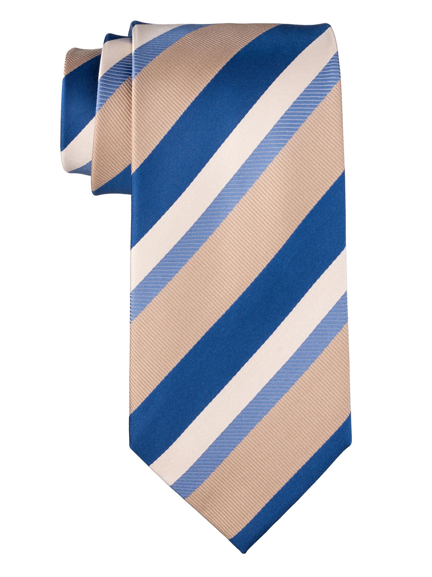 cream with blue stripe silk tie