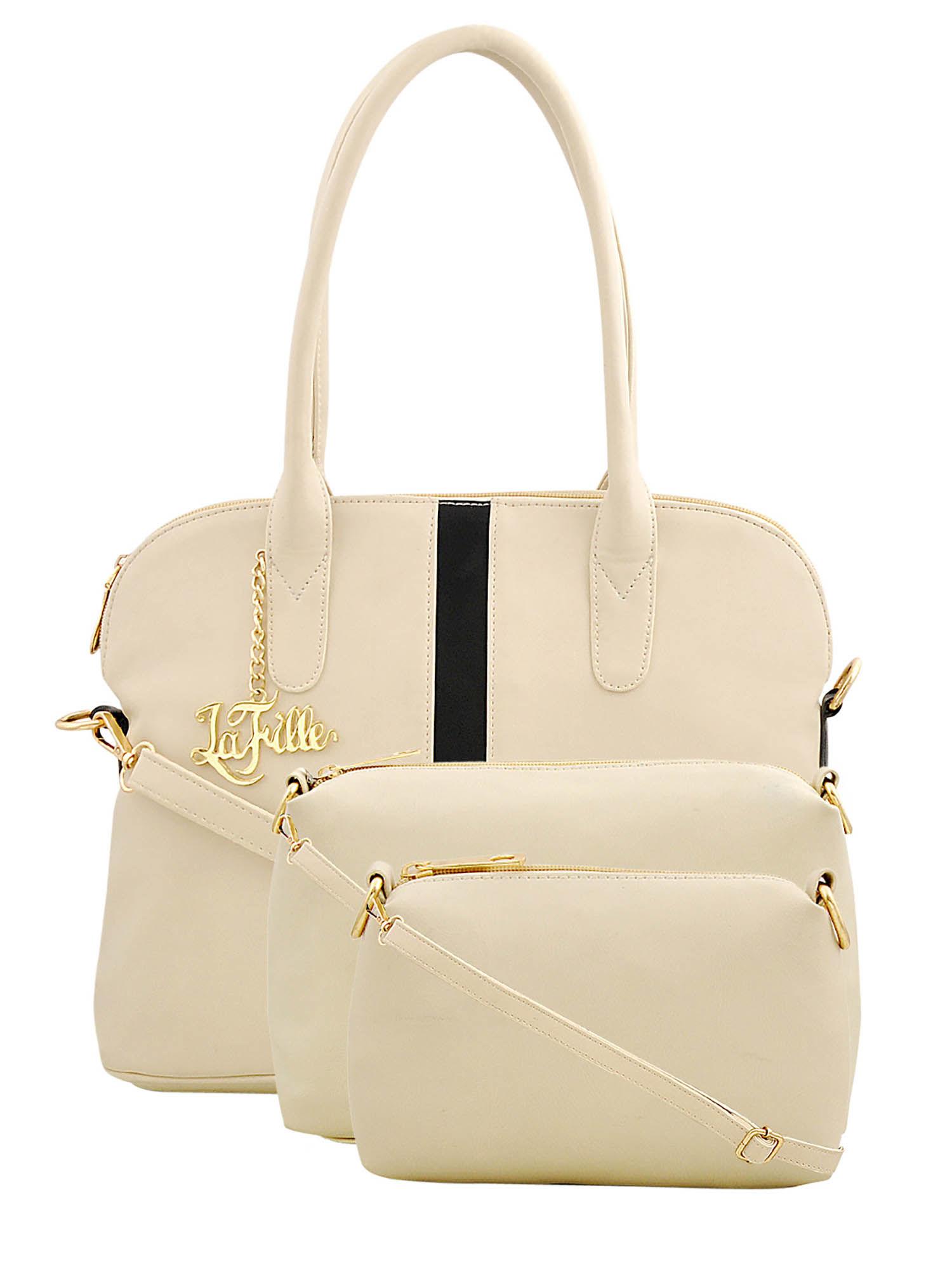 cream women satchel (set of 3)