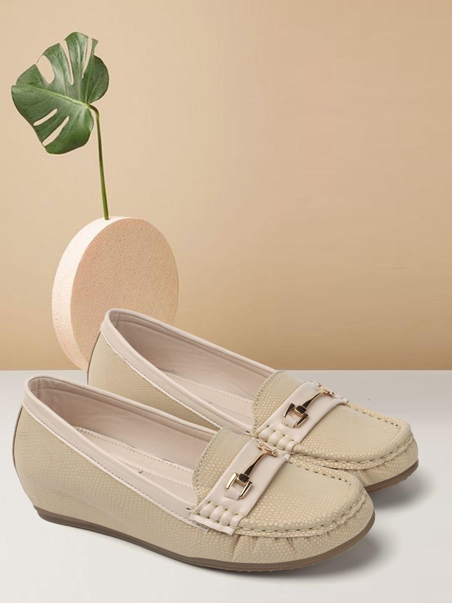 cream women slip on loafers