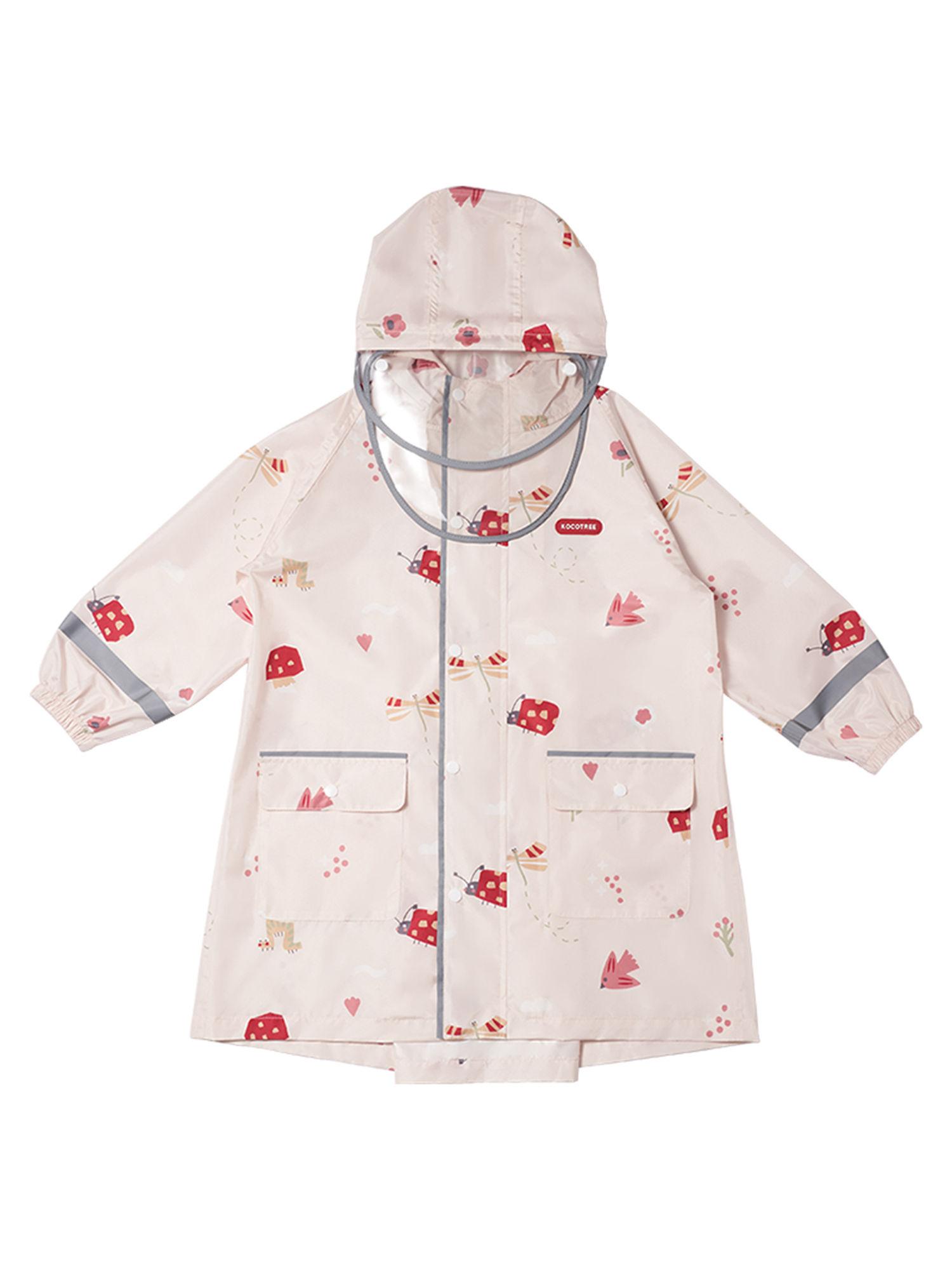 cream woodland butterfly theme kids raincoat jacket style