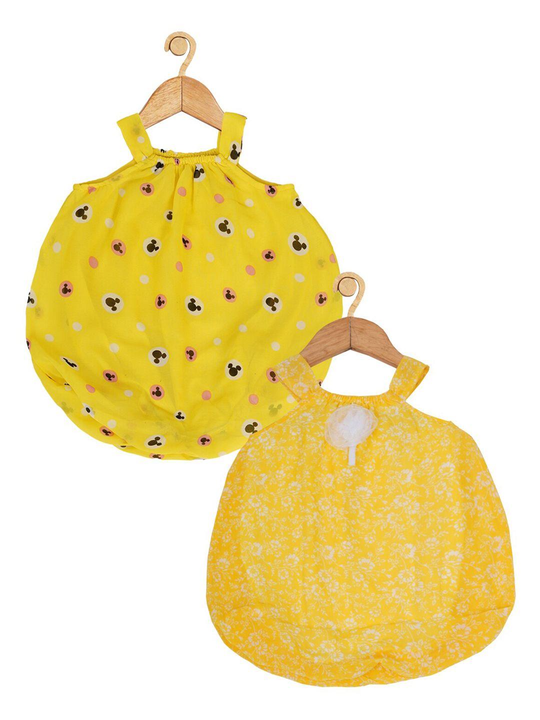 creative infant girls pack of 2 printed romper dresses