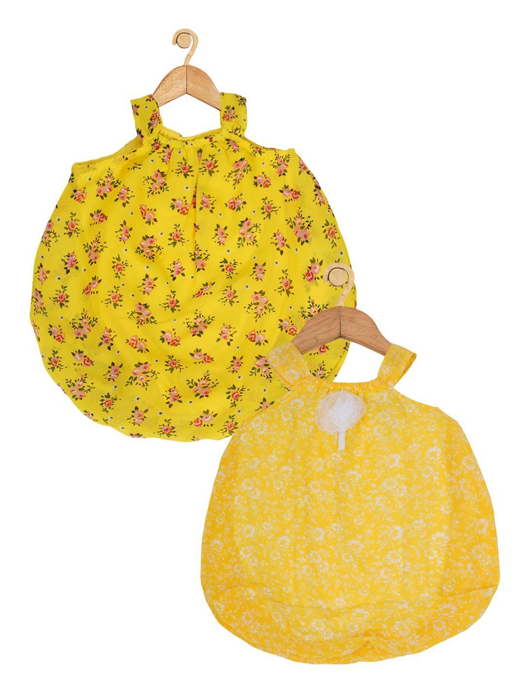 creative infant girls pack of 2 printed romper dresses