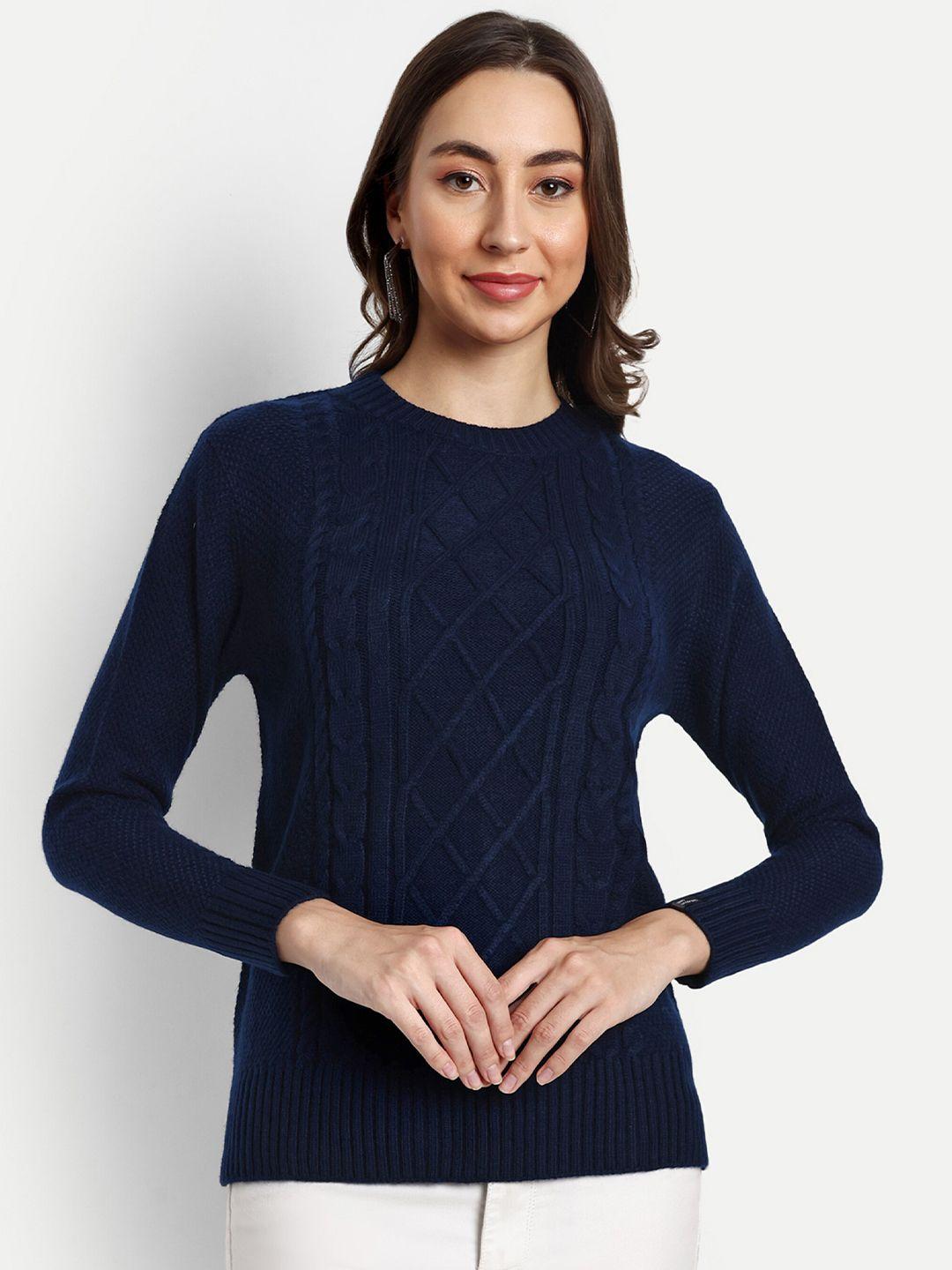 creative line navy blue woollen top