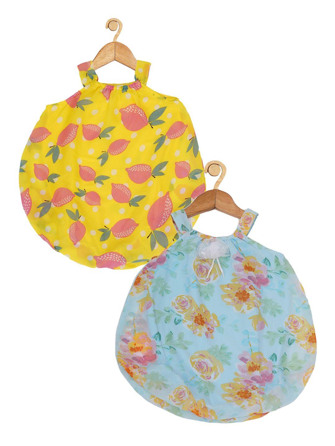 creative infant girls pack of 2 printed romper dresses