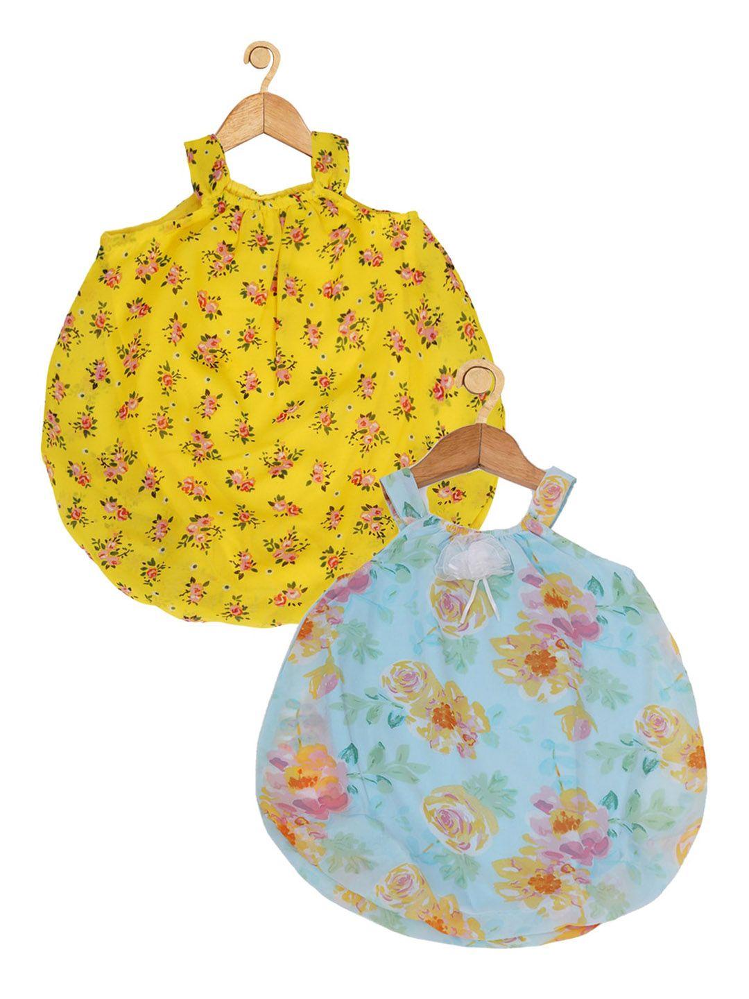 creative infant girls pack of 2 printed romper dresses