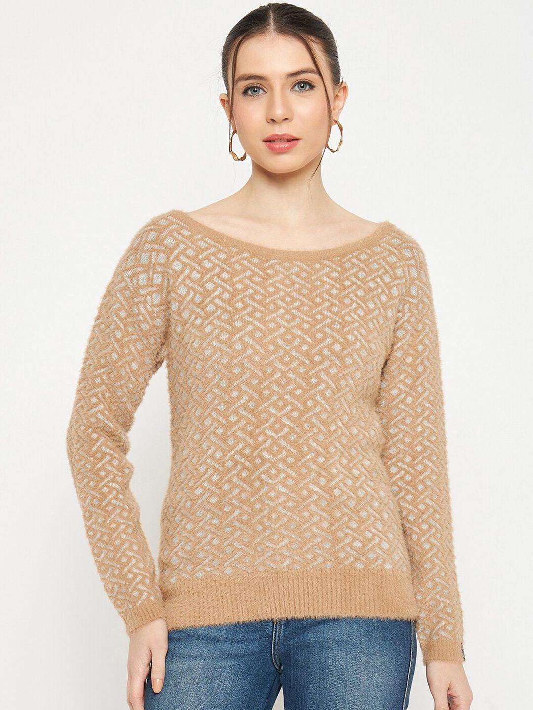 creative line beige woollen longline top