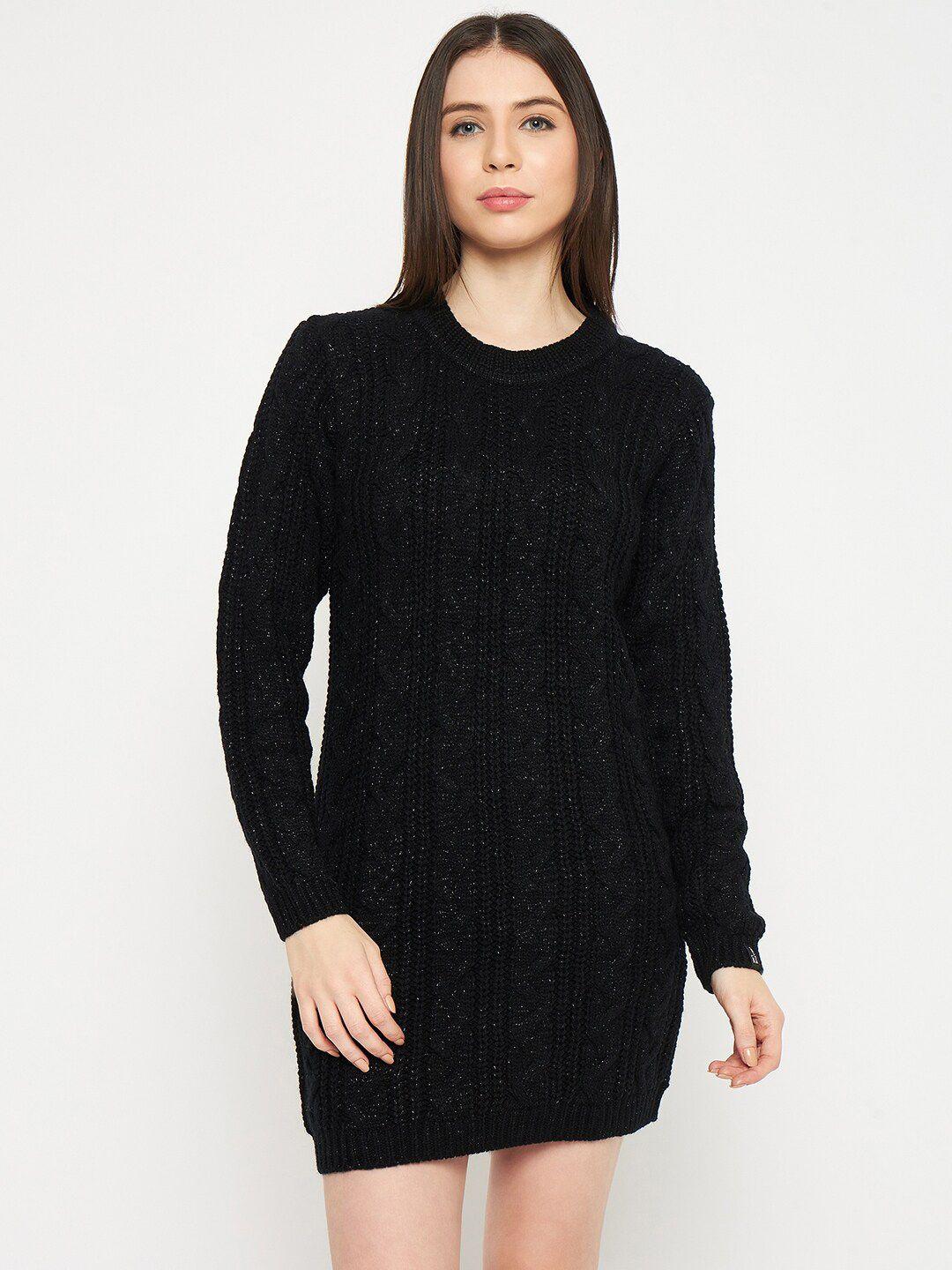 creative line black woollen fit & flare dress