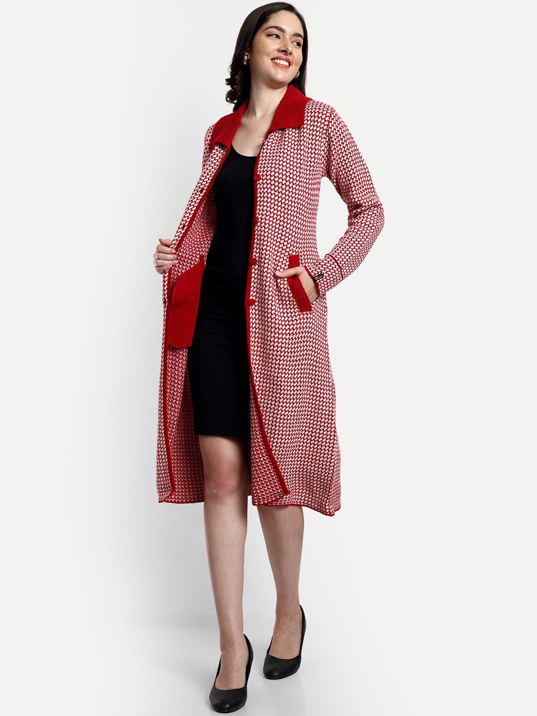 creative line self design knitted woollen longline over coat