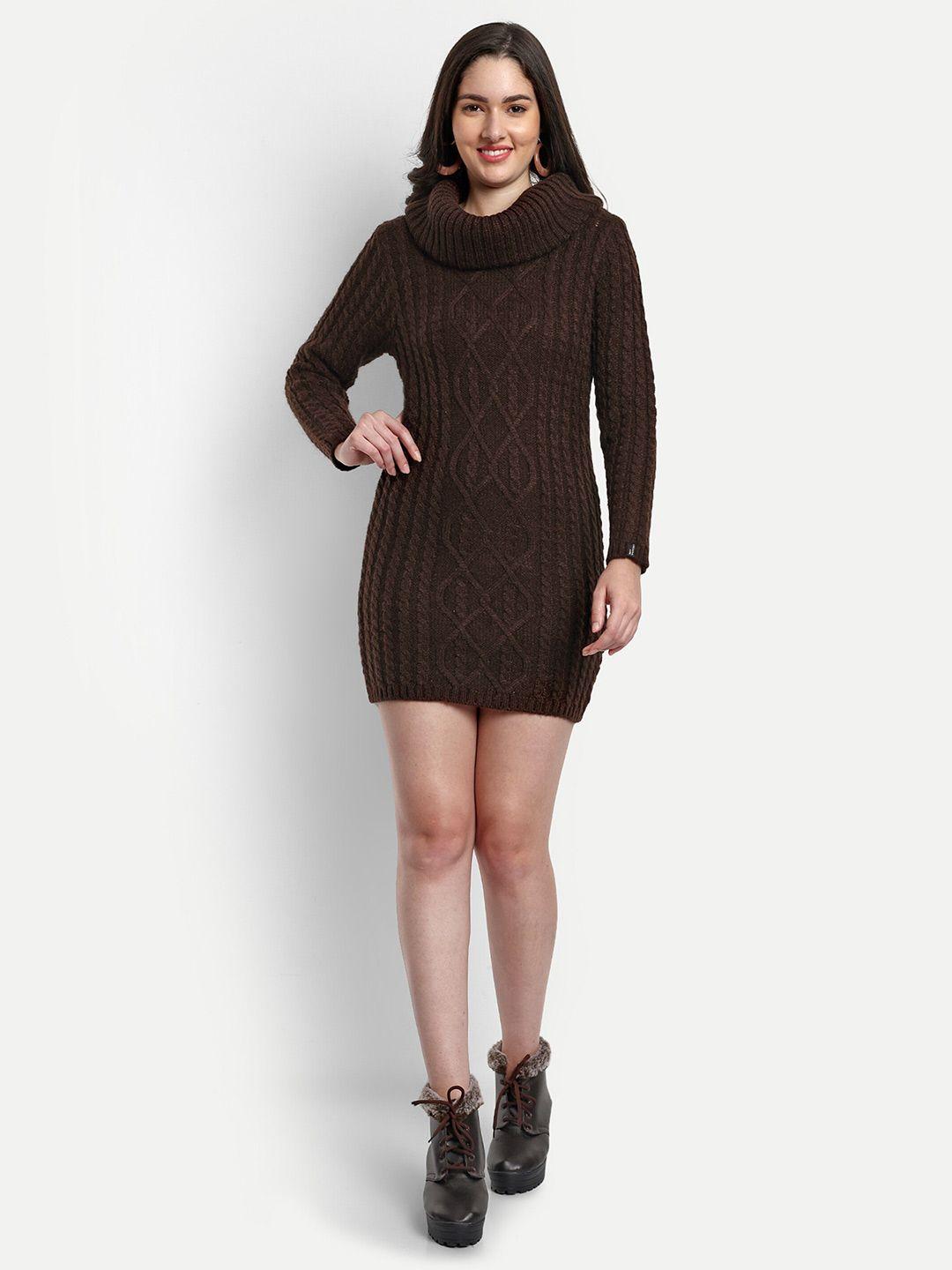 creative line self design mock neck acrylic mini jumper dress