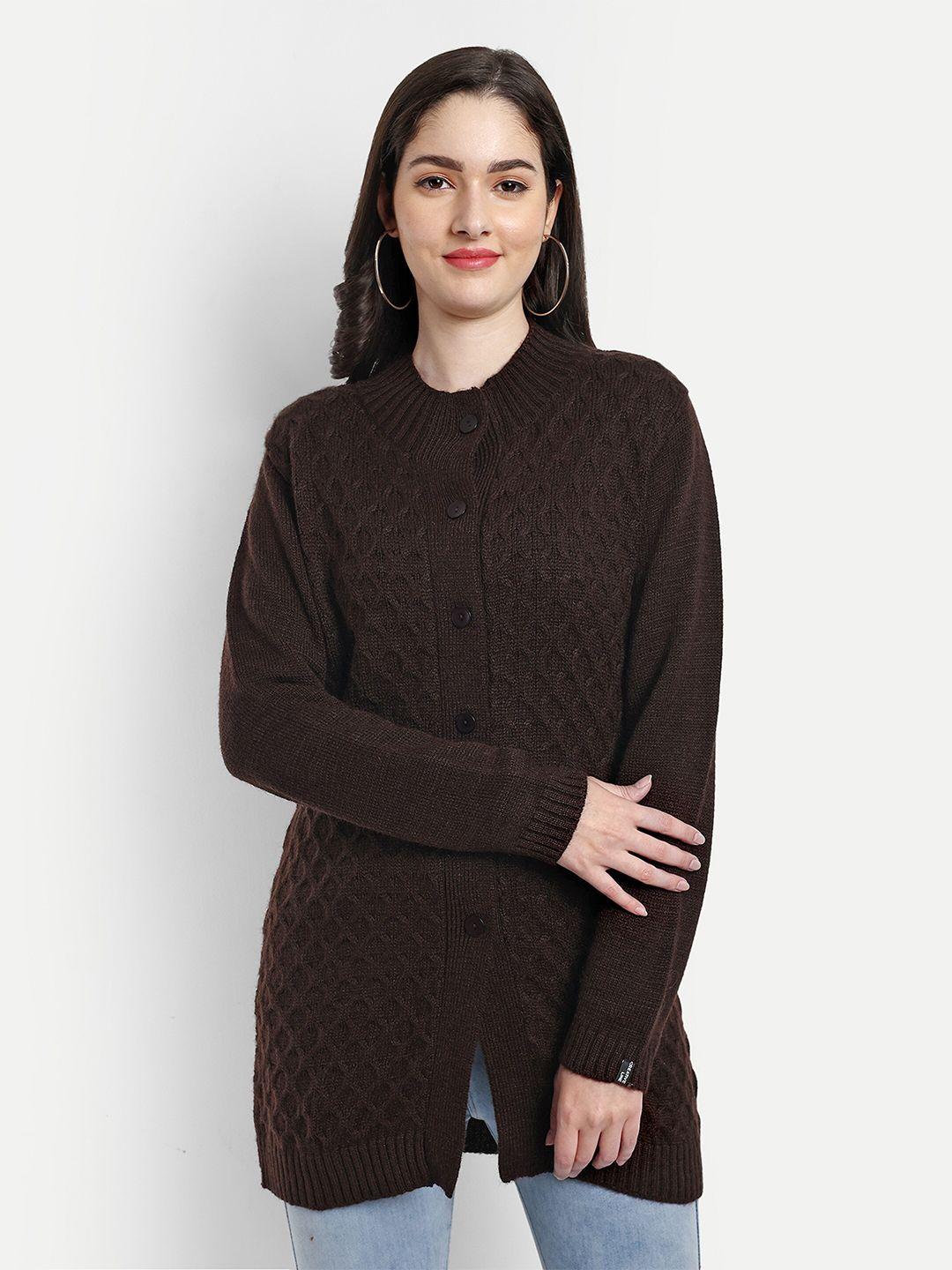 creative line self design woolen longline cardigan