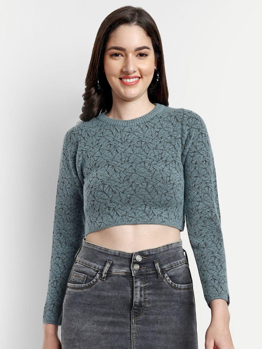 creative line self design woollen crop top