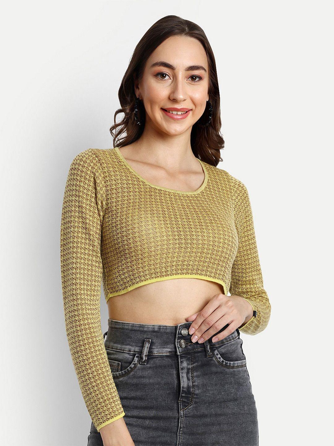 creative line self design woollen crop top