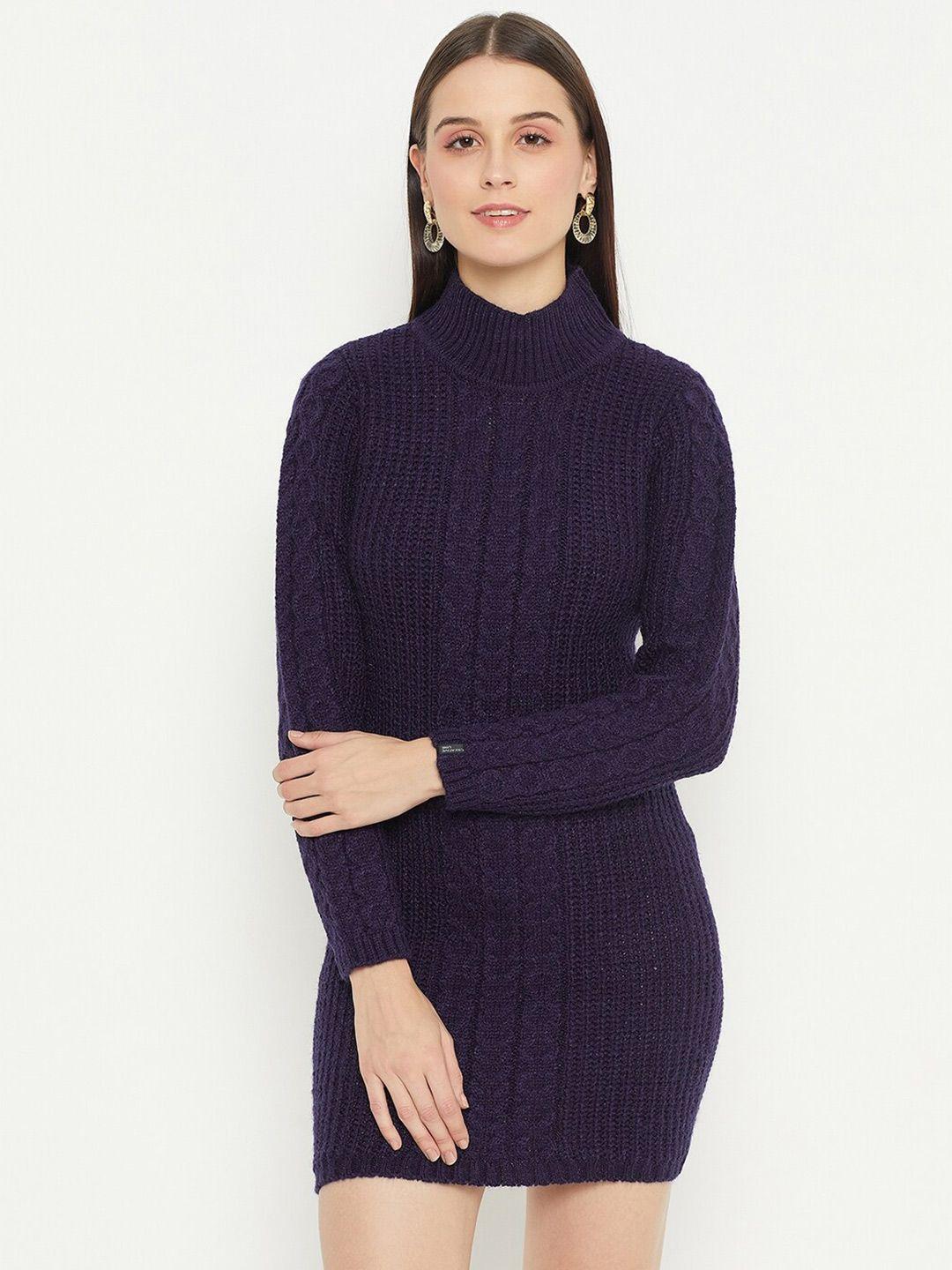 creative line self design woollen jumper dress