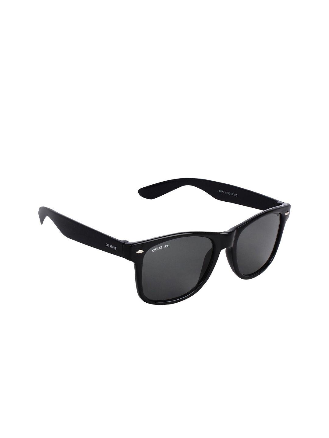 creature unisex black lens & black aviator sunglasses with uv protected lens
