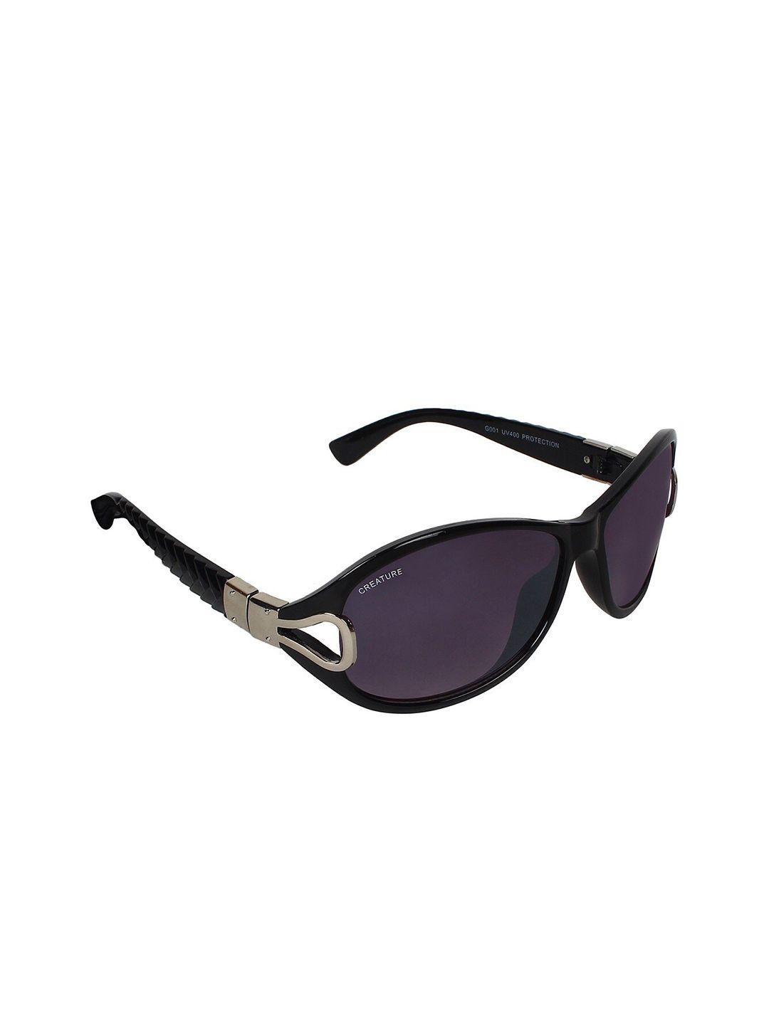 creature women black lens & black shield sunglasses with uv protected lens gaga-002