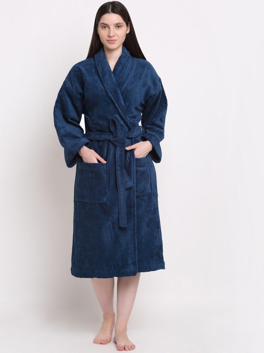 creeva unisex blue solid bath robe