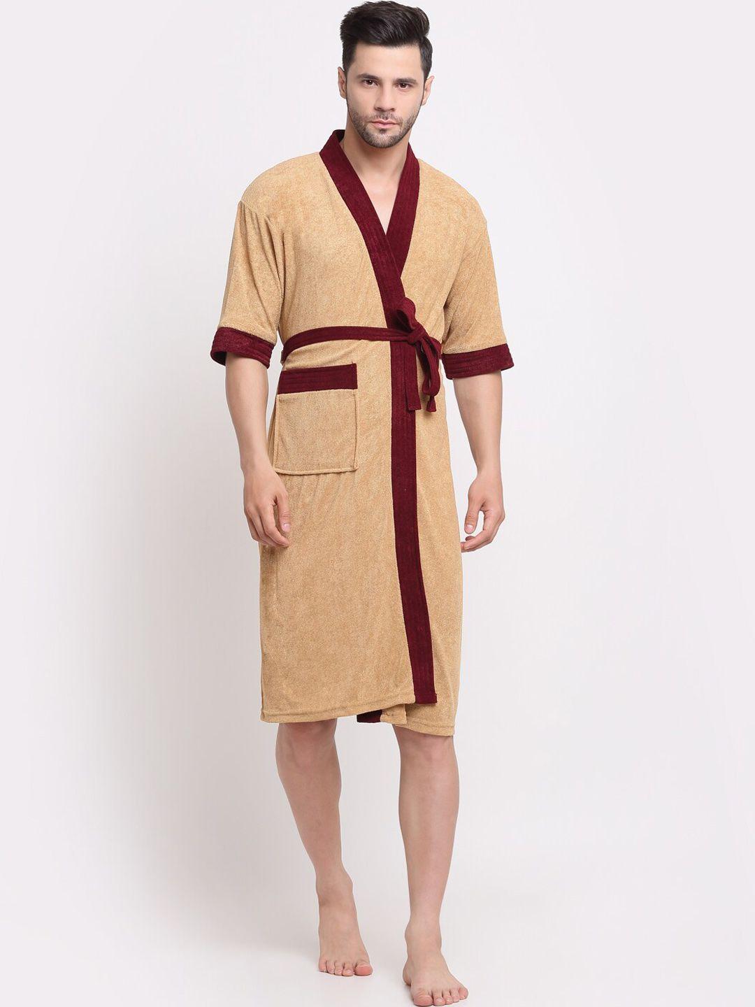 creeva belted knee length terry bath robe