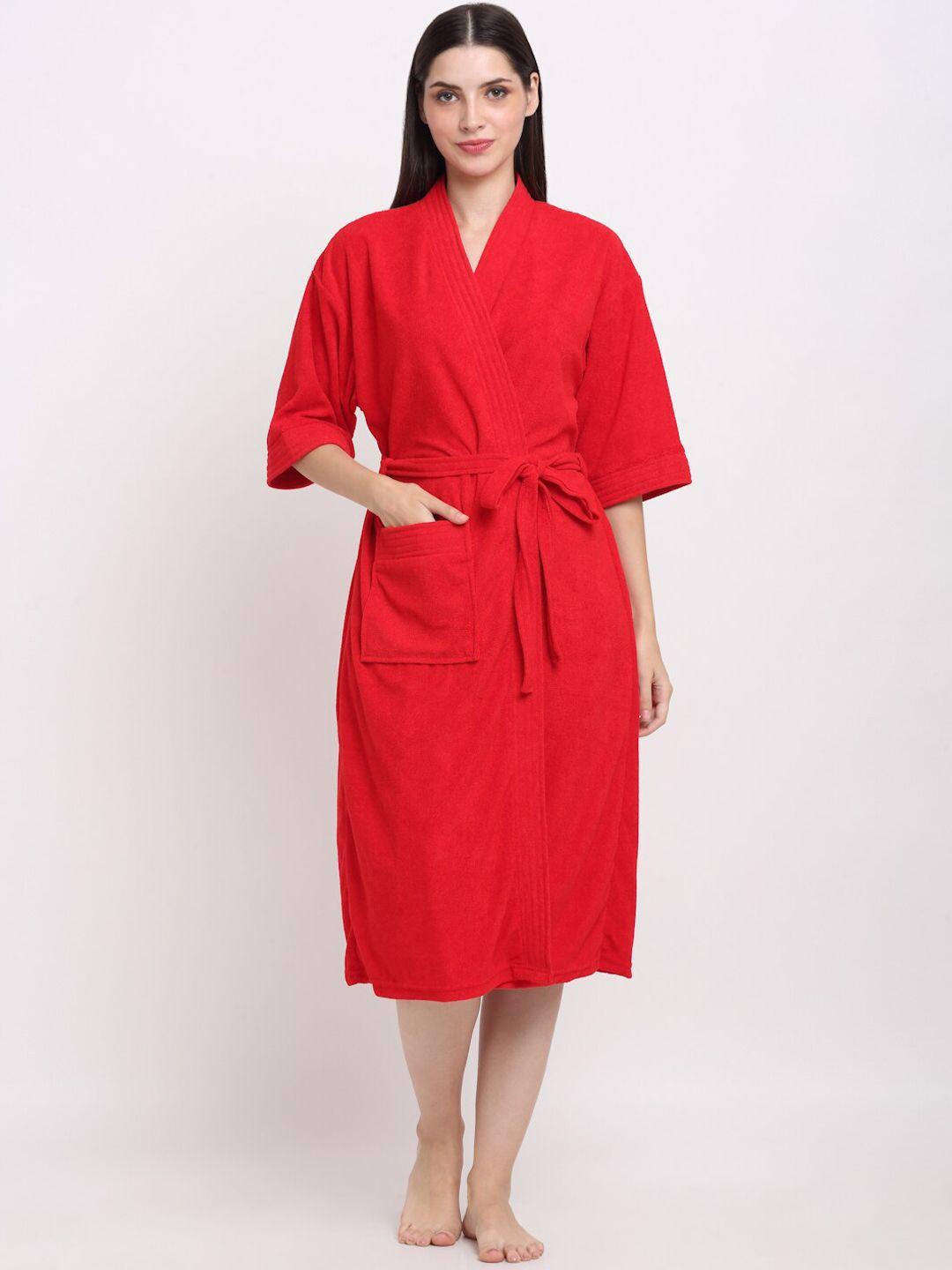 creeva belted knee length terry cotton bath robe