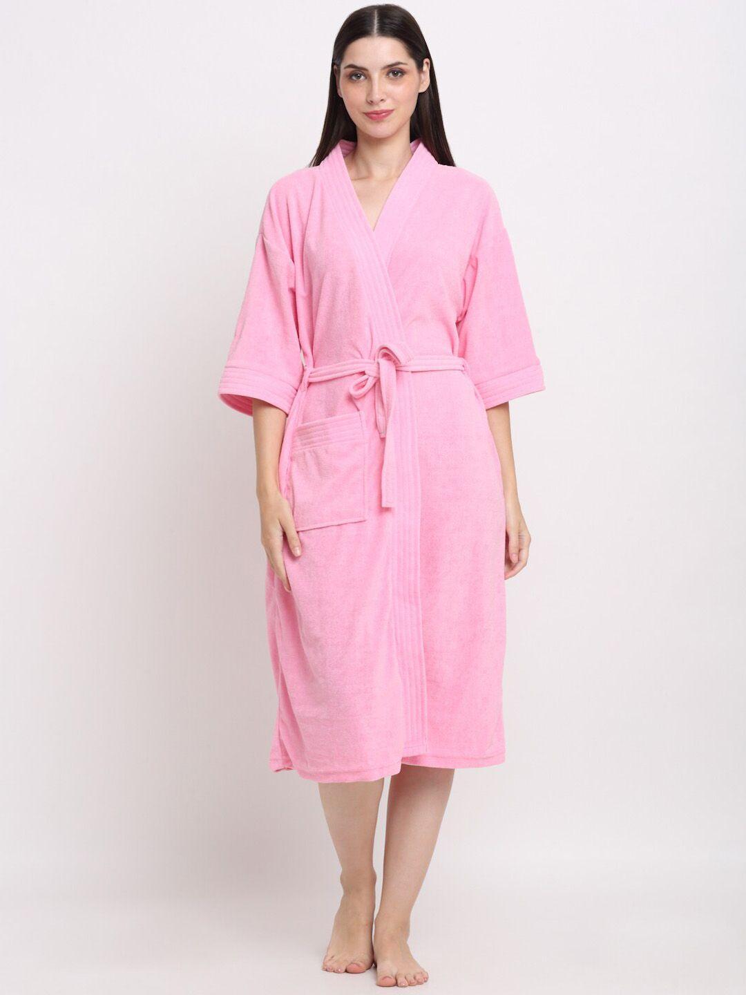 creeva belted knee length terry cotton bath robe