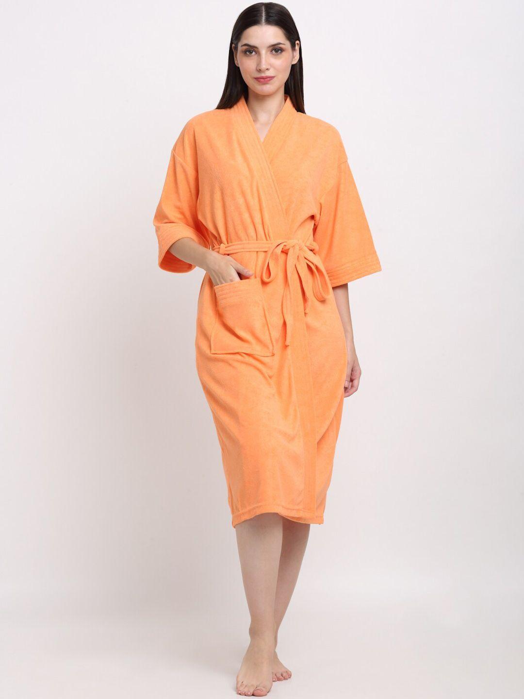creeva belted knee length terry cotton bath robe