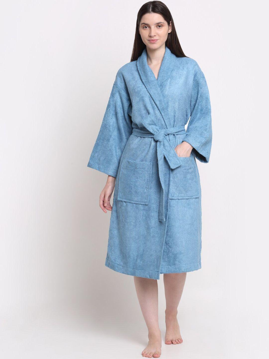creeva blue solid bath robe