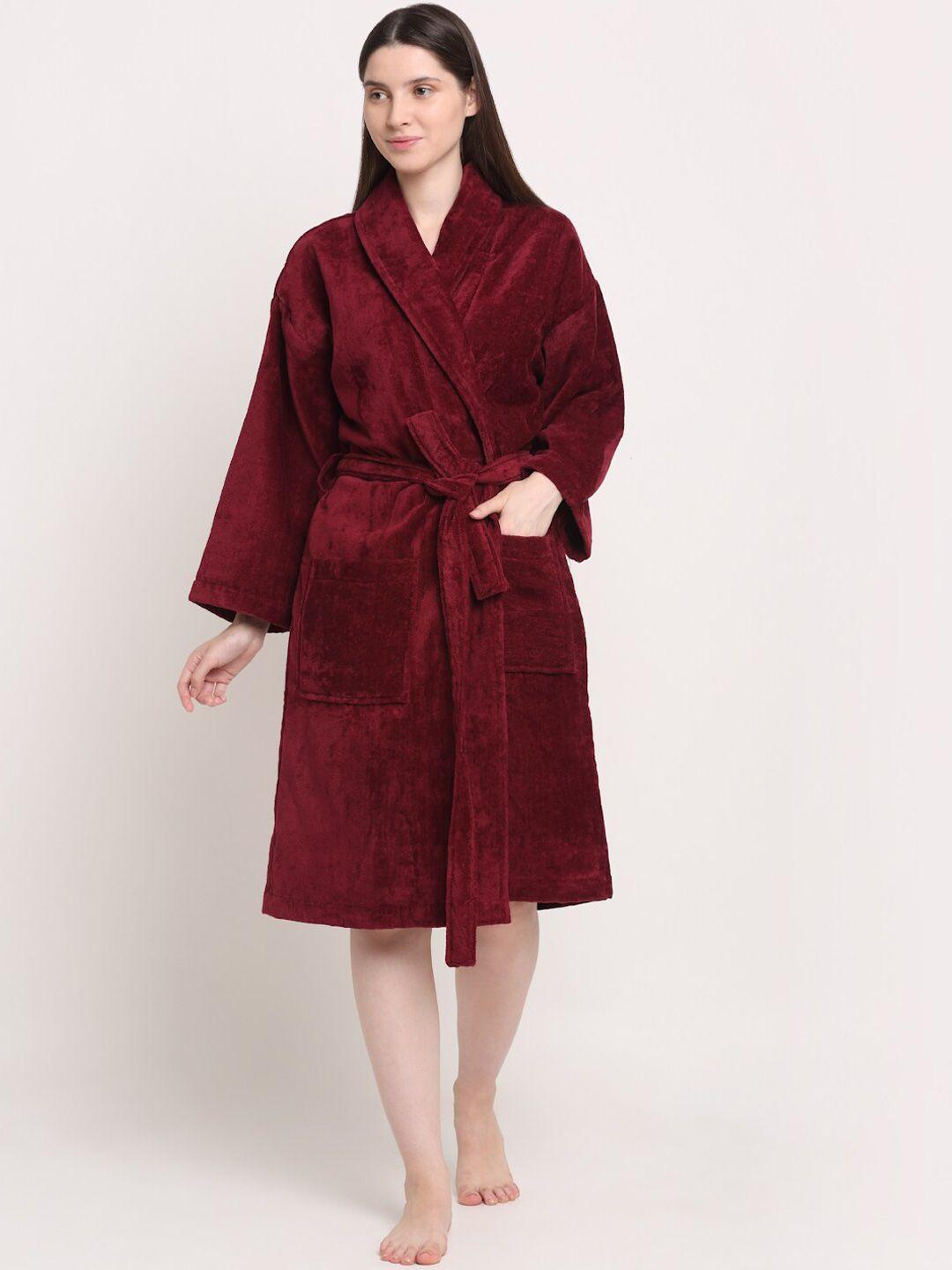 creeva burgundy solid bath robe