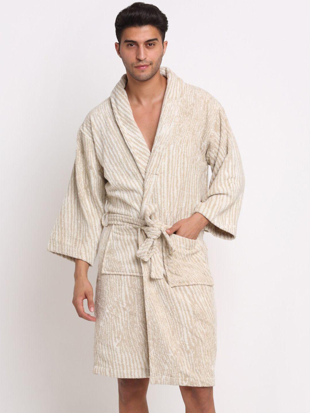 creeva cream-coloured & beige striped bath robe