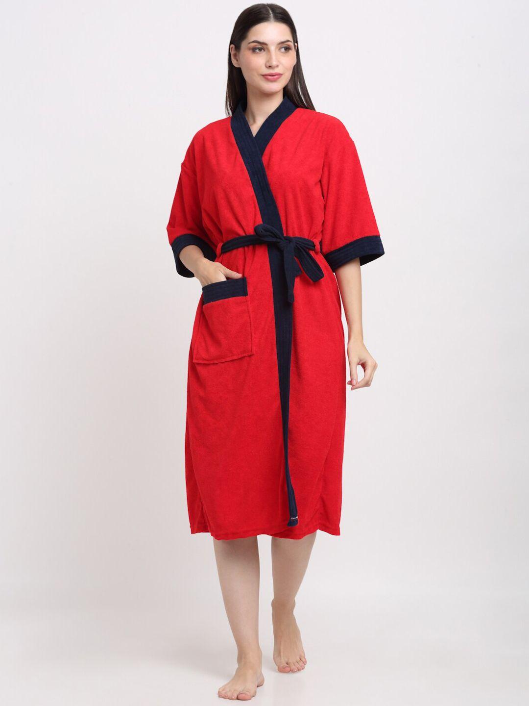 creeva everyday collection shawl collar knee length terry bath robe with front pocket