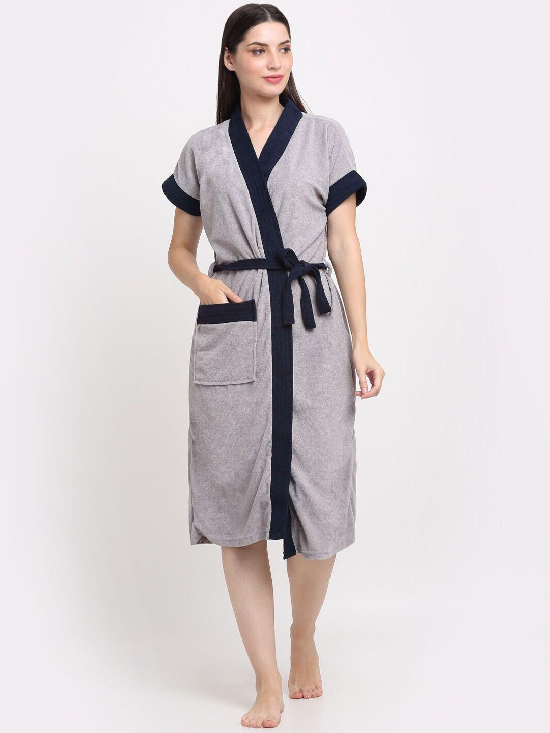 creeva everyday collection shawl collar knee length terry bath robe with front pocket