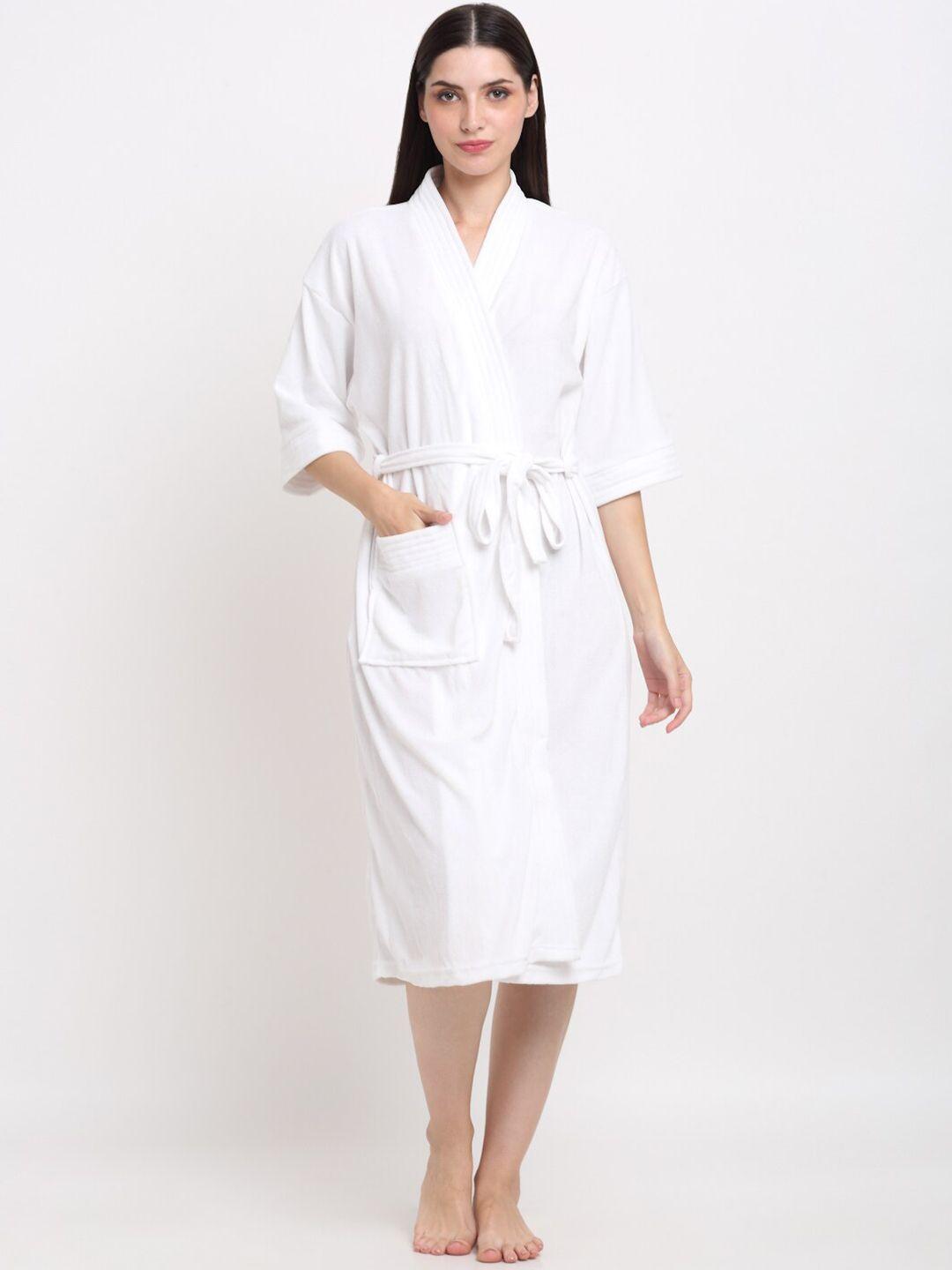 creeva everyday collection shawl collar knee length terry bath robe with front pocket