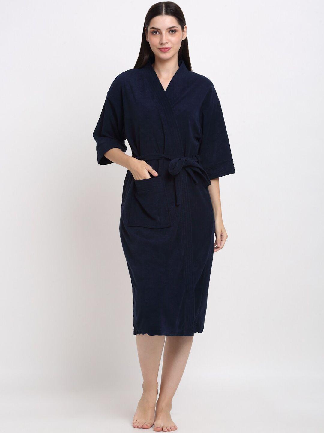 creeva everyday collection shawl collar knee length terry bath robe with front pocket