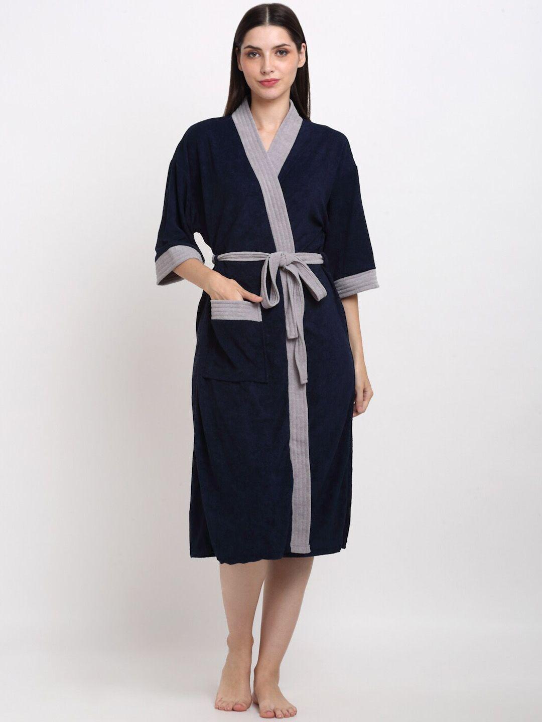 creeva everyday collection shawl collar terry bath robe with front pocket