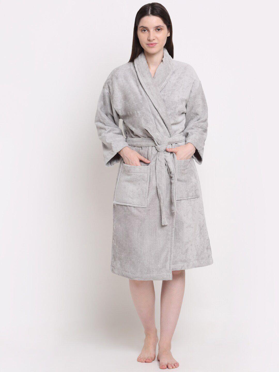 creeva grey bath robe with pockets