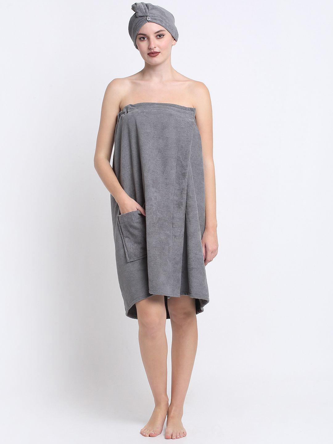 creeva luxury charcoal 380 gsm highly absorbent pure cotton bath wrap towel robe