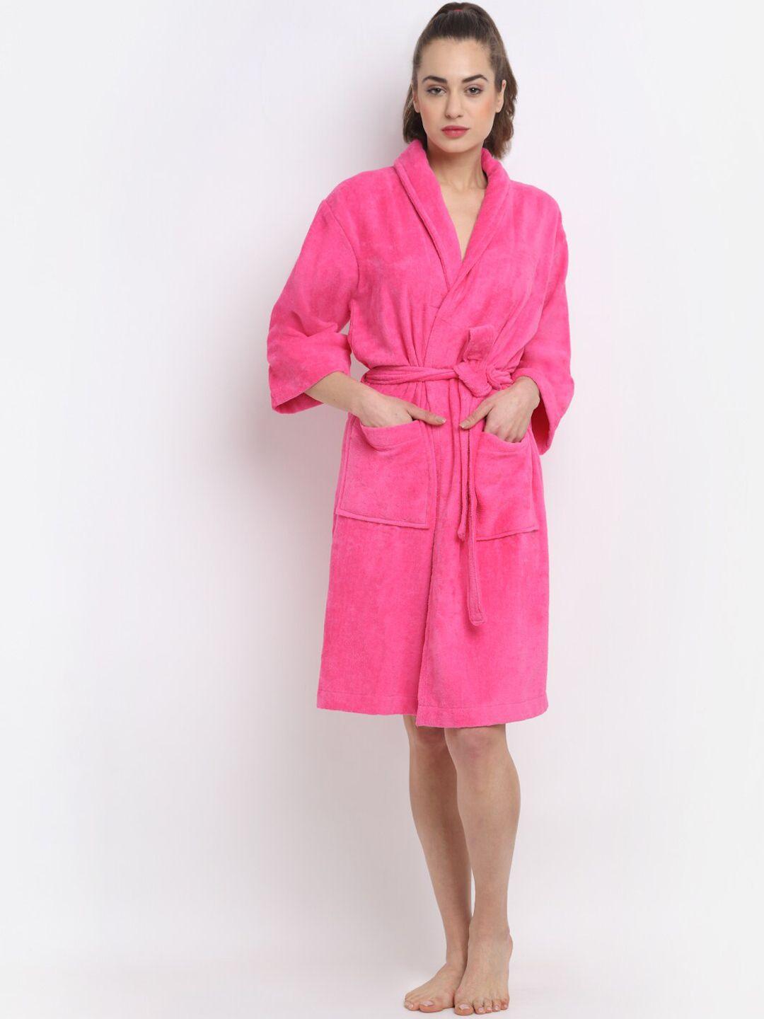 creeva pink solid bath robe