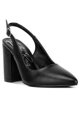 creidne block heel pointed toe sandals - black