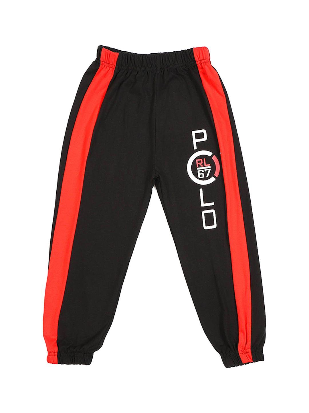 cremlin clothing boys black & red colourblocked joggers