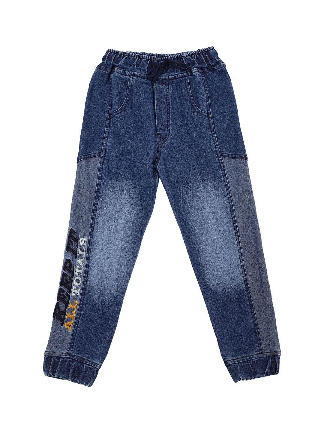 cremlin clothing boys blue jogger heavy fade embroidered jeans