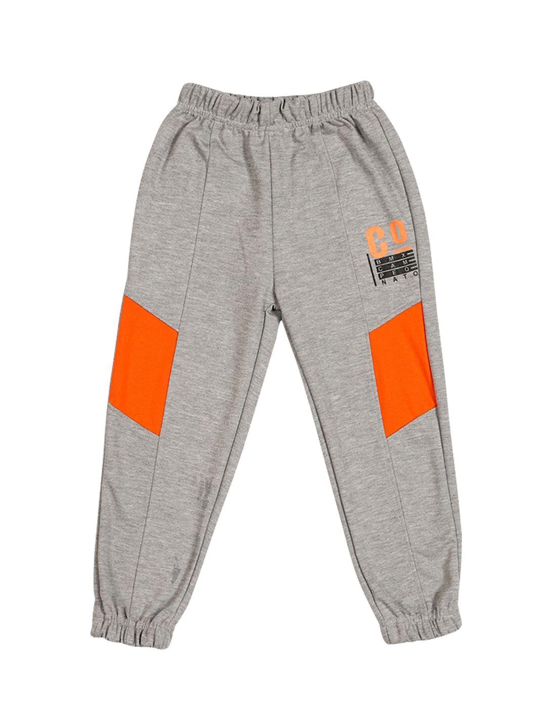 cremlin clothing boys grey & orange colourblocked joggers