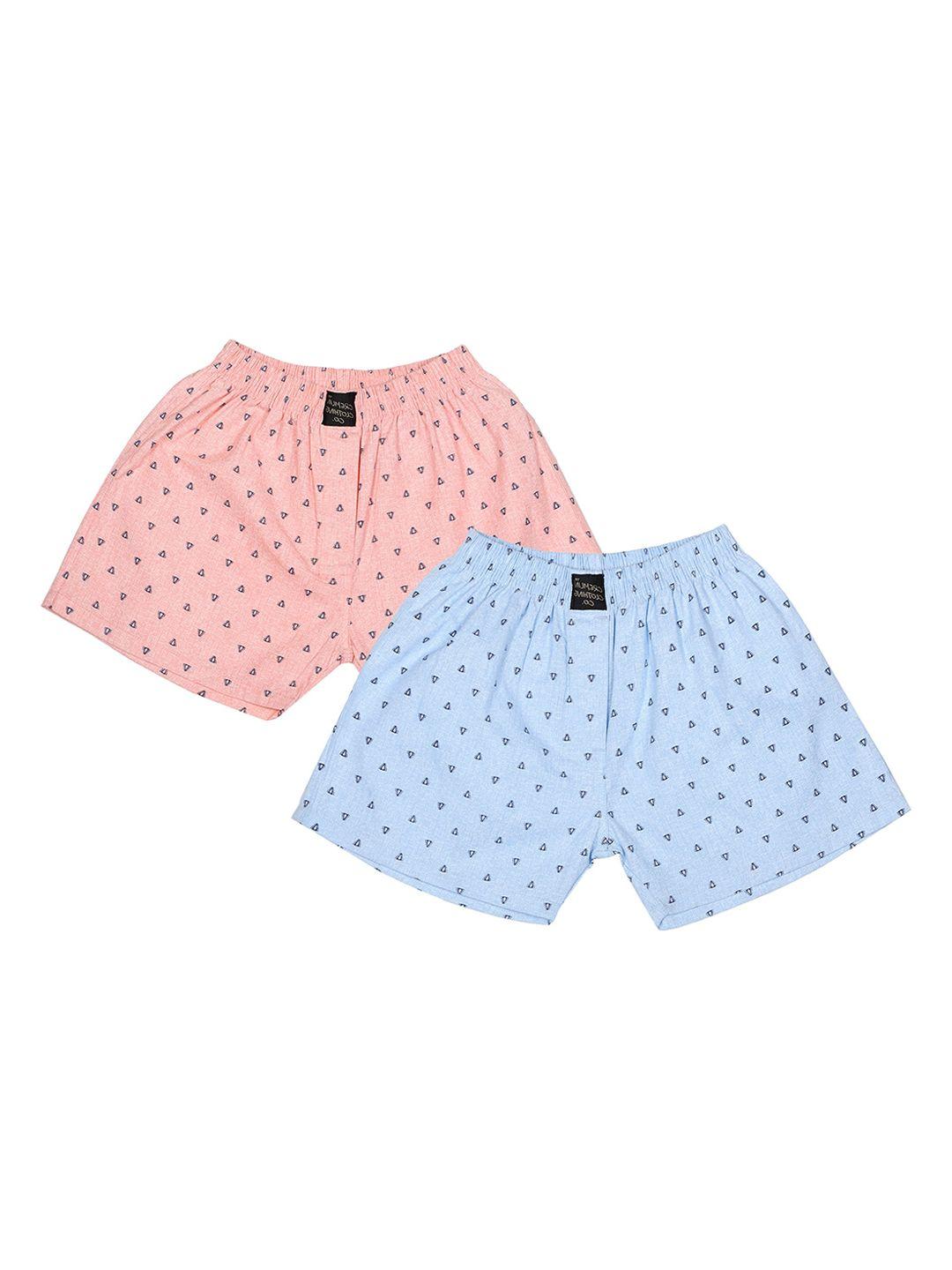 cremlin clothing boys pack of 2 pink & blue printed cotton boxers