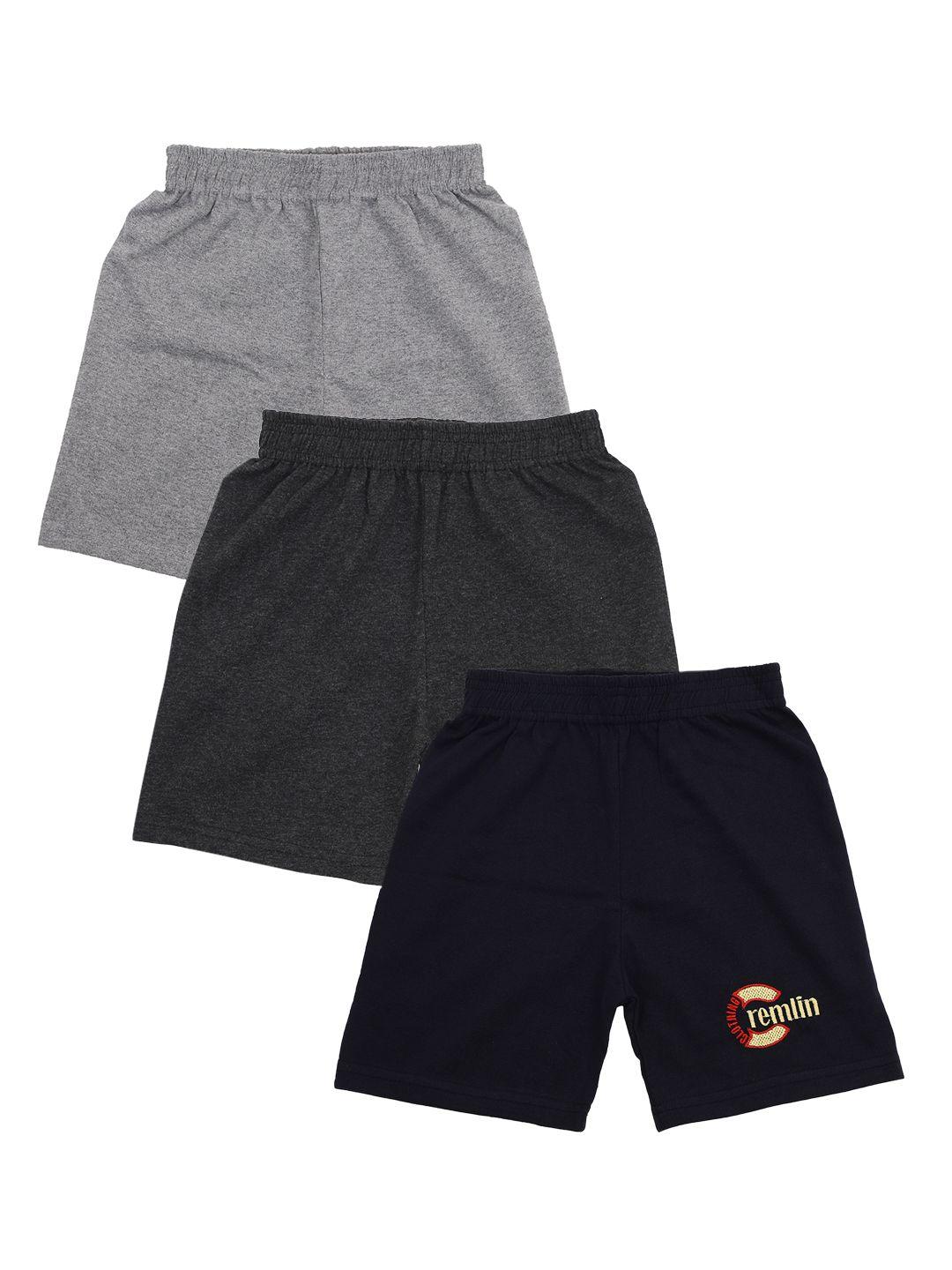 cremlin clothing unisex kids grey & charcoal pack of 3 shorts