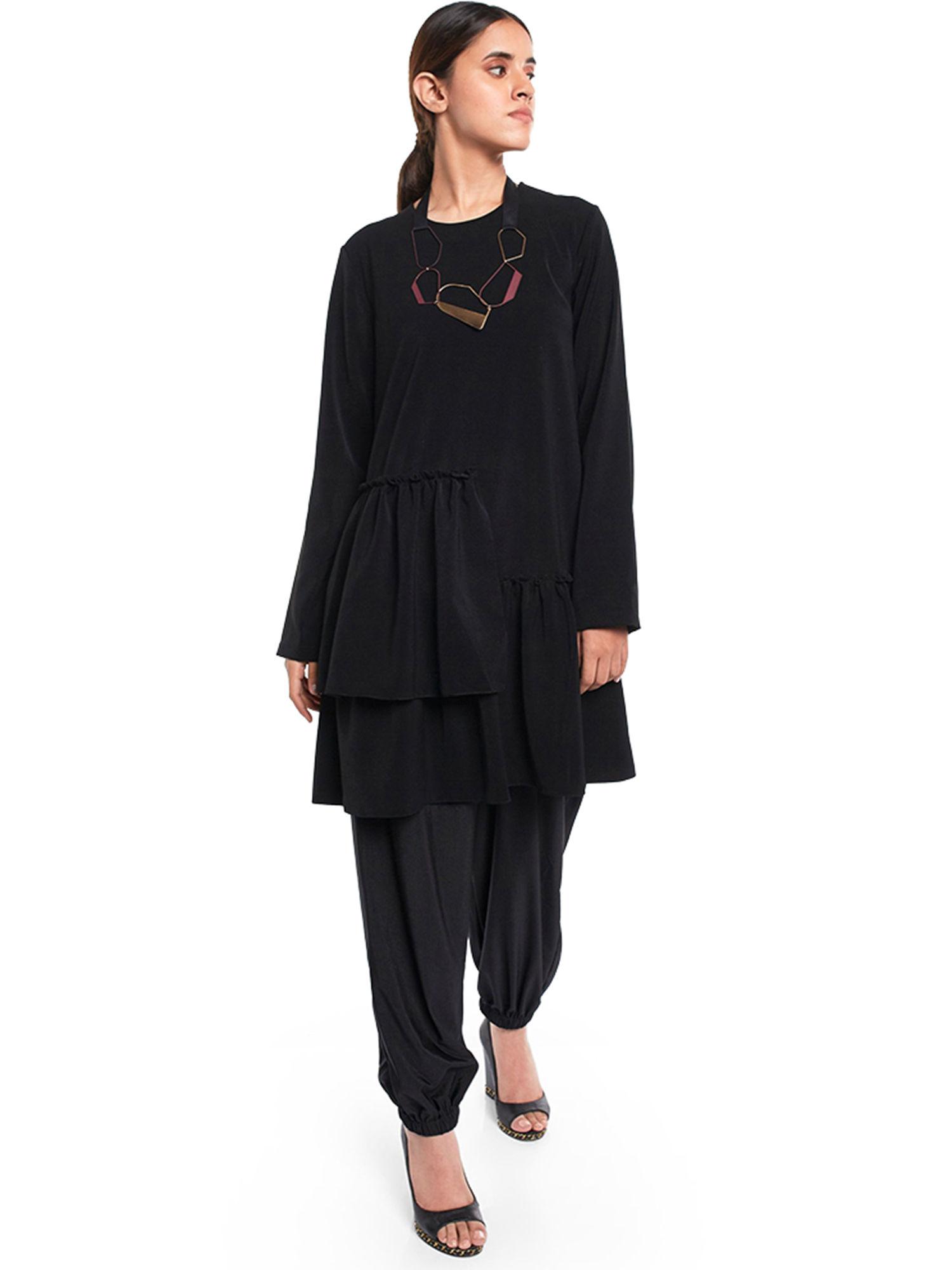 crepe black solids tunic