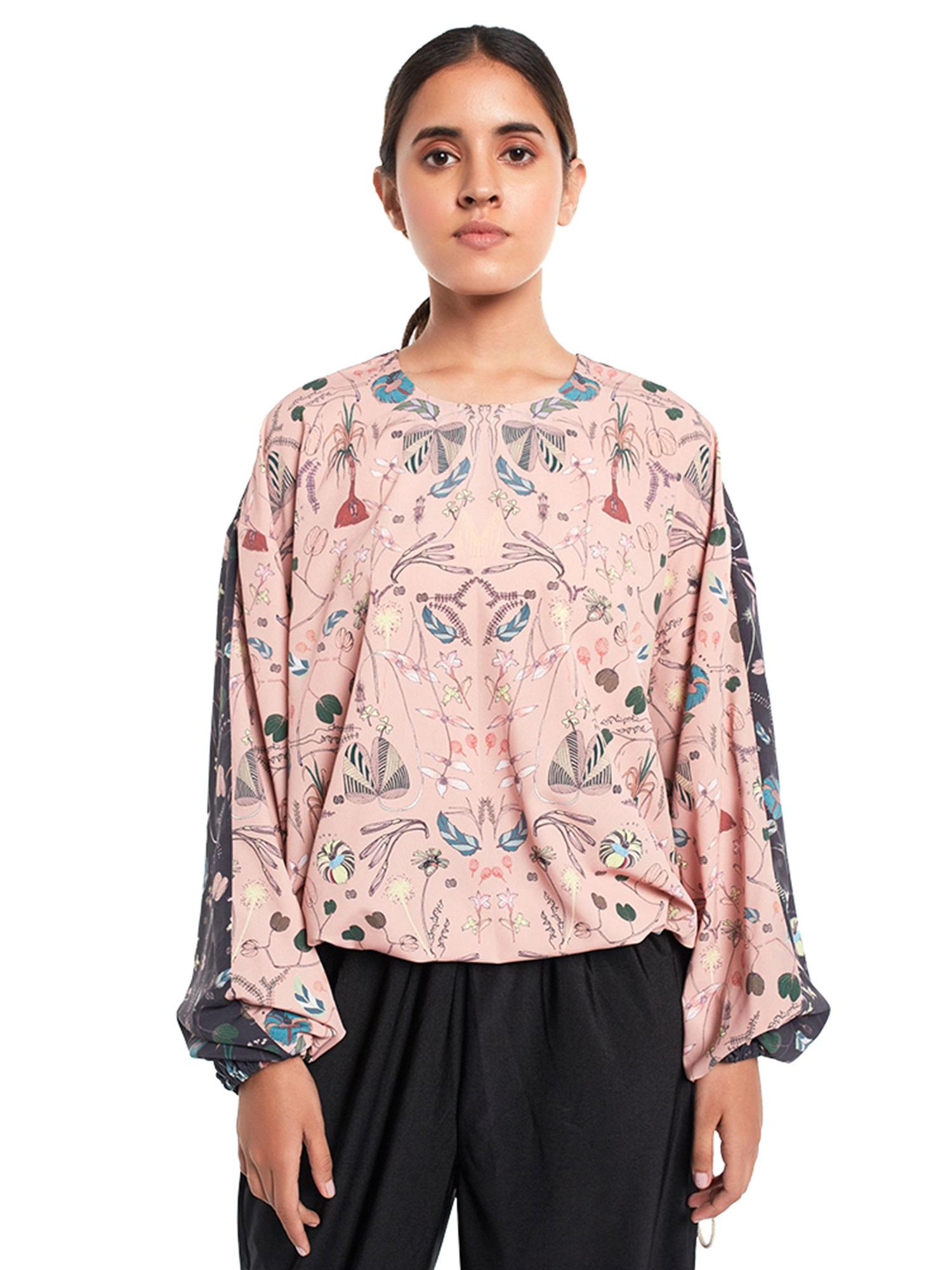 crepe peach floral tunic