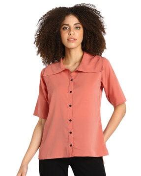 crepe shirt with spread collar