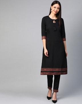 crepe straight kurta with pants